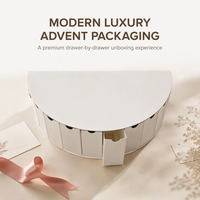 Boîte cadeau calendrier de l'avent personnalisée de forme spéciale semi-circulaire, avec tiroir coulissant, gaufrage, recyclable, moderne et luxueuse
