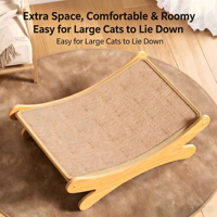 Lit pour chat en sisal écologique facile à assembler, lit de repos pour chat en bois, lit griffoir pour chat en sisal avec cadre en bois