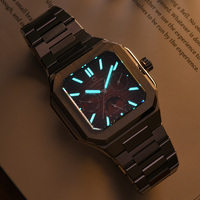 Montre mécanique automatique pour homme CARNIVAL 41 mm en acier inoxydable, affichage des phases lunaires, 24 heures et du jour de la semaine