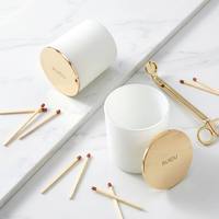 Lot de pots à bougies en verre givré blanc mat de luxe avec logo personnalisé, 180 ml, 240 ml, 300 ml, 8 oz, 10 oz, 15 oz, coffret cadeau