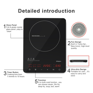 Nueva <span class=keywords><strong>Placa</strong></span> de <span class=keywords><strong>Inducción</strong></span> Negra con Certificación CE, Cocina Eléctrica de 2200W, Hornilla de <span class=keywords><strong>Inducción</strong></span> Individual - Product Image 4