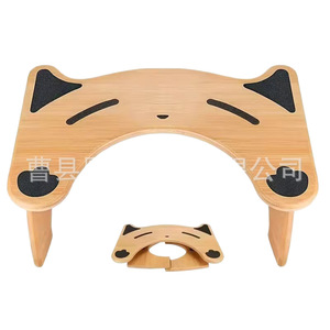 Wooden Foldable <b>Toilet</b> <b>Stool</b> Solid Wood Cat Design Bathroom <b>Step</b> Seat Adult Size - Product Image 2