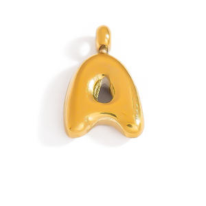 Pendentif mini lettre bulle en acier inoxydable plaqué or 18 carats pour la fabrication de colliers, accessoires de bijoux DIY, formes variées, anglais - Product Image 2
