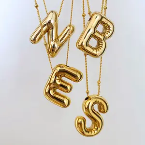 Kaplama uzun kolye Alphabetstickerss mektuplar kolye çelik 26 mektup kolye bağlantı zinciri altın paslanmaz çelik kadınlar için Trendy