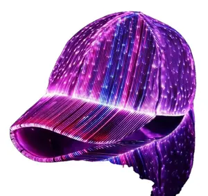 Topi bercahaya Led multiwarna modis produk populer topi bisbol kain serat optik menyala untuk pesta Natal dansa DJ