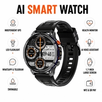 Reloj Inteligente Resistente de 1.7 Pulgadas con GPS, Linterna LED, Resistente al Agua, Contesta Llamadas, WhatsApp, Telegram, Pago NFC, Monitor de Ritmo Cardíaco, Voz con IA