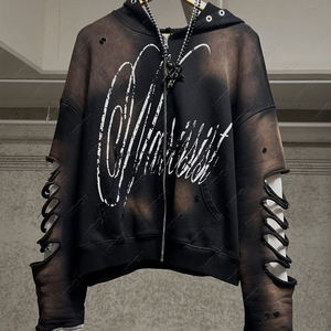 Imprimé personnalisé unisexe rétro col rond coupe régulière lavage à l'acide manches régulières haute qualité 100% coton 360g sweat-shirt en tissu tricoté - Product Image 5