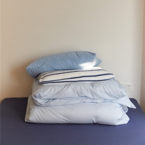 Parure de lit 4 pièces unie en <span class=keywords><strong>jersey</strong></span> de coton 100 %, <span class=keywords><strong>housse</strong></span> de couette, drap plat, drap-<span class=keywords><strong>housse</strong></span>, assortiment pour chambre à coucher - Product Image 3