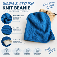 Casquette unisexe personnalisée en acrylique tricoté torsadé bleu Klein vintage, coupe ample et tombante, chaude pour l'hiver, idéale pour assortir aux tenues et pour les séances photo en café.