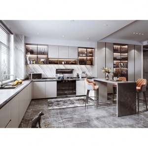 Armoires de cuisine modulaires modernes de haute qualité, personnalisées, en contreplaqué de luxe, laquées, accessoires modernes dans les armoires - Product Image 4