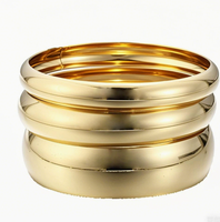 Ensemble de 3 bracelets joncs fermés en or, design exagéré, épais, tendance, minimaliste, pour femme, idéal comme cadeau