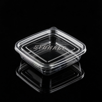 Boîte de conservation carrée transparente en PET écologique de 400 ml avec couvercle, jetable, pour salades de fruits frais coupés, aliments, chewing-gums et sushis