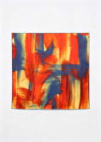 Foulard carré vintage abstrait rouge et bleu à motifs de pincettes, texture satinée, pour femme, foulard décoratif, bandana tendance
