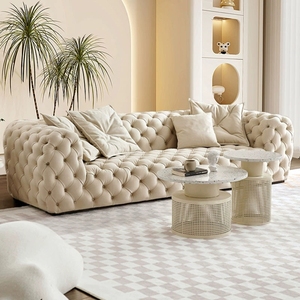 Venda quente Luxo Design Moderno Botão Creme Confortável Chegada Nova Fantasia Casa Sala Móveis De Veludo Sofá <span class=keywords><strong>Set</strong></span> - Product Image 1