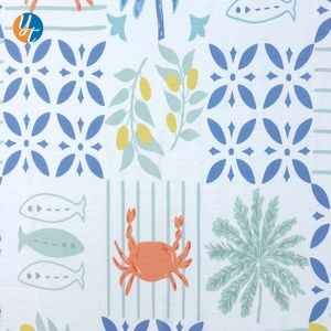 Kemeja baju musim panas ramah lingkungan, baju garmen tekstil lembut teknik tenun motif bunga makhluk laut kain Rayon bersirkulasi - Product Image 2