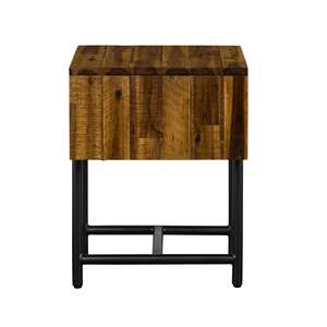 Cusco Rustic Acacia Single Drawer Nightstand Wood And Metal Frame Bedroom <b>Storage</b> - Product Image 3