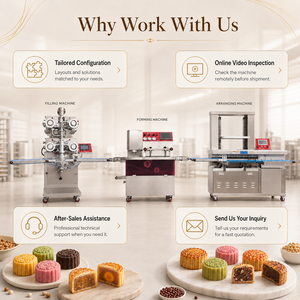 Ligne de production industrielle de machines automatiques haute performance pour la fabrication de gâteaux de lune, biscuits fourrés, gâteaux à l'ananas, et croquettes OEM&ODM - Product Image 4