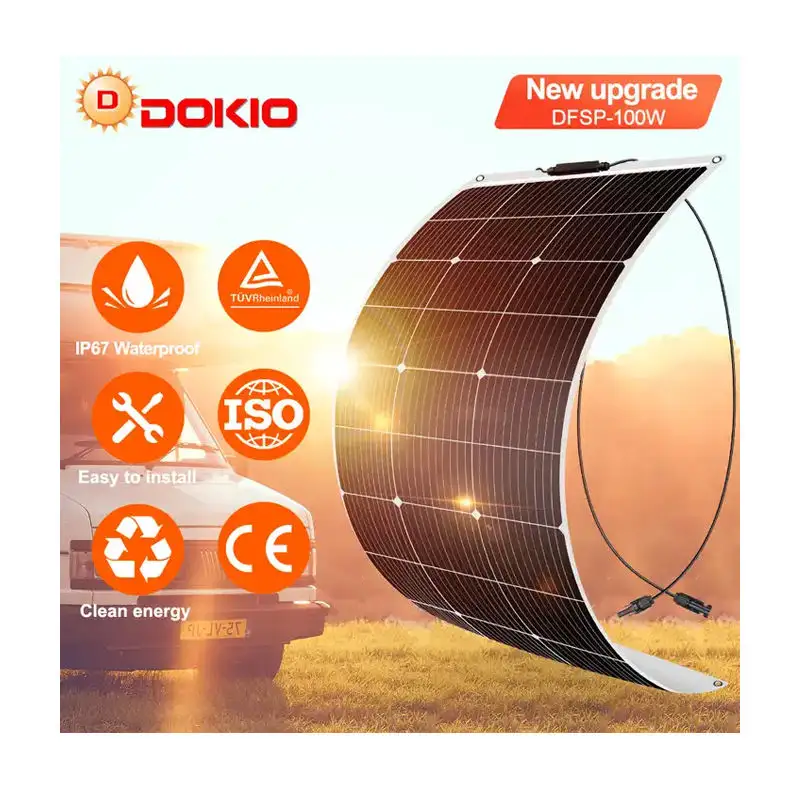 Dokio Hot Sale 100w 150W 200w 300w 400w 1000w flexible solar panels kits 12V charger battery for camping boat Car RV Outdoor