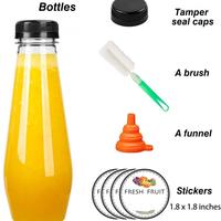 Bouteille en Plastique Réutilisable de 350 ML (12 oz) avec Impression Personnalisée pour Jus et Boissons Maison, Contenants Transparents avec Bouchons Scellés Anti-Fraude