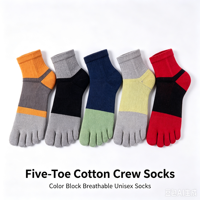 Chaussettes en coton à cinq doigts, colorées, respirantes, unisexes, avec logo personnalisé, pour le sport et le quotidien, OEM ODM