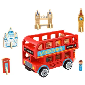 Brinquedo oky novo design de madeira ônibus, londres, carro, brinquedos para crianças, jogar, jogo