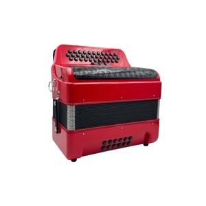 Accordéon professionnel diatonique en bois SEASOUND, 34 boutons, 12 basses, 3 registres, corps rouge, grille noire, boutons noirs, JB3412C Acordeon - Product Image 4