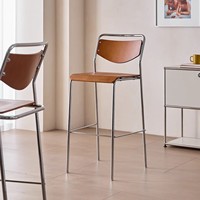 Tabouret de bar industriel Shanmu en métal, configuration à pédale, sensation haut de gamme et luxueuse, design minimaliste, usage commercial