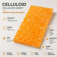 Feuille de Celluloïd Orange avec Texture de Flocons Cristallins, Film Transparent Brillant pour Montures de Lunettes Modernes et Accessoires de Mode