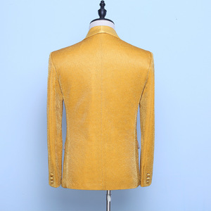 2 조각 공식 무대 세트 남성 황금 남성 코트 바지 디자인 웨딩 세트 벨벳 세트 남성용 - Product Image 5