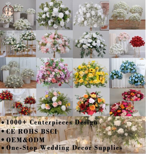 Vase décoratif moderne en soie avec fleurs vertes pour centre de table de mariage, grande <span class=keywords><strong>taille</strong></span> personnalisable, souffle de bébé - Product Image 6