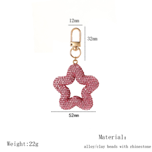 LLavero en forma de estrella hueca con diamantes de imitación brillantes para llavero de coche, colgante para bolso, llavero con abalorio para mujer y niña, regalo - Product Image 6