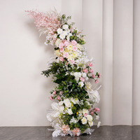 BBGS Bouquet de fleurs artificielles mixtes fait main d'origine Hunan pour mariage, arrangement floral en soie rose, blanc et vert