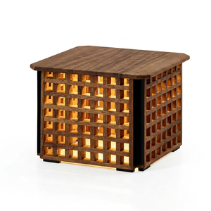 Modern Luxury Eco-Friendly Wooden Lighted <b>Side</b> <b>Table</b> Bathroom <b>Storage</b> Basket Shelf Organizer with Warm Glow - Product Image 1