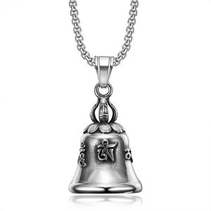 <b>Titanium</b> Steel Bell Pendant Necklace Sanskrit Mantra Exorcism Lucky Charm Unisex Everyday Wear - Product Image 5