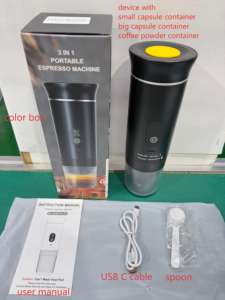 Мини-Эспрессо-машина с USB-C питанием от батареи, Функция нагрева 3 в 1, 12 В, портативная кофеварка, температура, светодиодный дисплей - Product Image 4