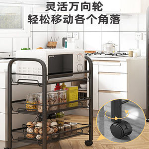 Portable Multi Layer Carbon Steel <b>Kitchen</b> Storage <b>Rack</b> Trolley <b>Vegetable</b> Organizer With Wheels For Home Use - Product Image 4