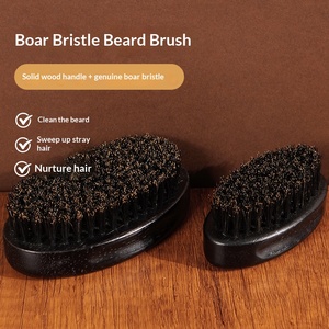 Cepillo de limpieza de cuello de madera de caucho premium con cerdas suaves de jabalí para peinado retro y cuidado de la barba - Product Image 1