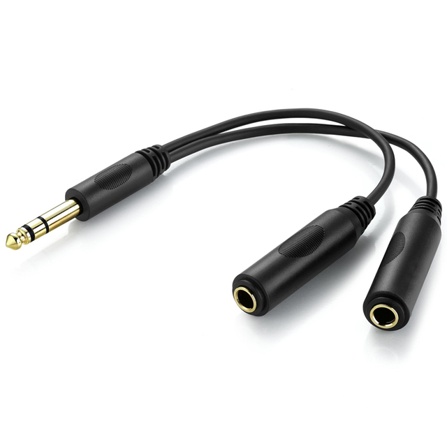 Bochara Gold Plated 1/4'' 6.35mm TRS Stereo Male to Dual 1/4'' TRS Female Y Splitter Cable