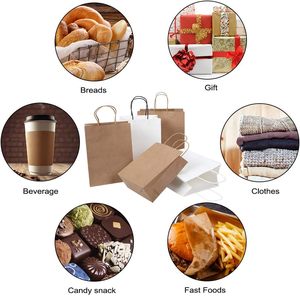 Sacs en papier kraft personnalisés avec logo imprimé, grande capacité, écologiques, durables, pour l'emballage des courses - Product Image 5