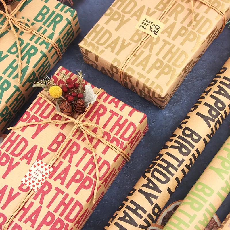 Hot sales Gift Kraft Paper Birthday Style Wrapping Paper for Party