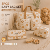 Ensemble de 3 sacs à couches pour bébé avec logo personnalisé, sac fourre-tout matelassé pour maman, sac de poussette, matelas à langer, sacs de maternité imperméables, vente en gros OEM