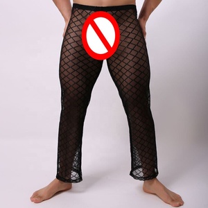 <strong>Mens</strong> <strong>See</strong> <strong>Through</strong> Lounge <strong>Pants</strong> Striped Sheer Mesh Pyjama Trousers Transparent Sexy Lingerie Bottoms Underwear Black <strong>Pants</strong> - Product Image 5
