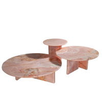 HZX Table basse et table d'appoint en marbre d'onyx rose pour décoration intérieure moderne de haute qualité Socle en marbre d'onyx poli pour villas