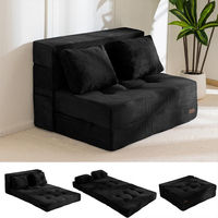 2-Sitzer Cord-Schlafsofa Klappbares Schlafsofa mit Zierkissen für Kleine Räume Apartment-Sofa in einer Box