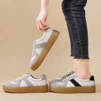 Baskets décontractées légères et tendance pour femmes, style rétro, à lacets, avec blocs de couleur, semelle épaisse, idéales pour le quotidien et le skate