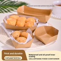 Barquette jetable pliable en papier kraft de qualité alimentaire pour snacks, barbecue, desserts et emballage de pâtisseries