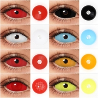 Lentilles sclérales Psyeche 22 mm, lentilles de contact complètes pour les yeux, lentilles de contact colorées de grande taille, lentilles de contact noires à un seul ton, lentilles de contact pour cosplay, lentilles de contact pour anime