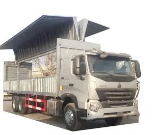 中国重汽HOWO A7货运卡车6x4 10轮式翼式厢式货车翼展厢式货车翼敞篷卡车