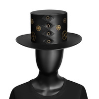 Chapeau de sorcier steampunk personnalisé avec logo, en toile polyester/coton, avec lunettes réglables et lacets, pour Halloween, cosplay, fête costumée