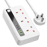 Multiprise USB de style britannique avec prise UK, rallonge multiprise avec construction en ABS et cuivre et protection isolante